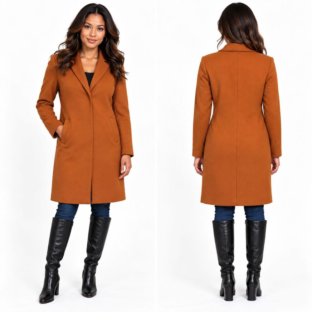 Carolina Belle Montreal Womens Tan Brown Longline Blazer Jacket with Pockets XS